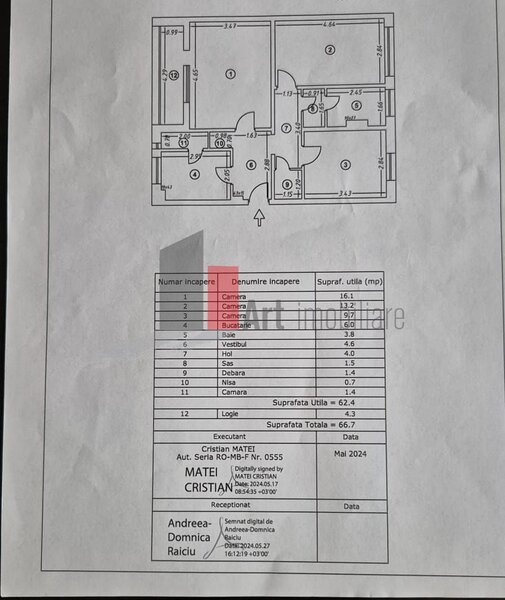 Turnu Magurele, Pasajul Europa Unita, vanzare apartament 3 camere.